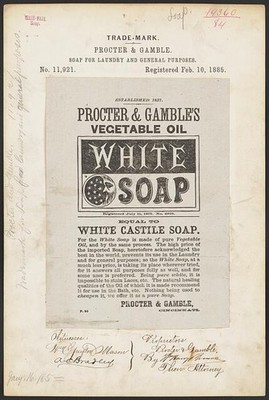 Cincinnati Ohio 1885 Procter Gamble White Soap Trademark Registration