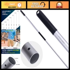 Telescopic Pool Skimmer Pole - Dual-Handle, Anodized Aluminum, 10.5 Ft, Portable