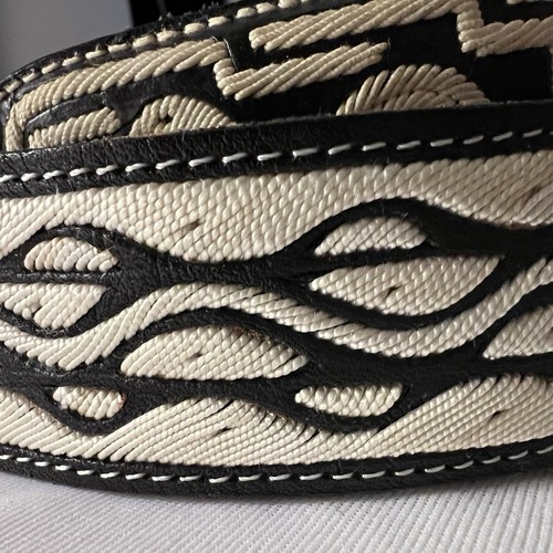 Handmade Cock Rooster Embroidered Leather White Black Belt Western 42to 47 XL - Picture 5 of 14