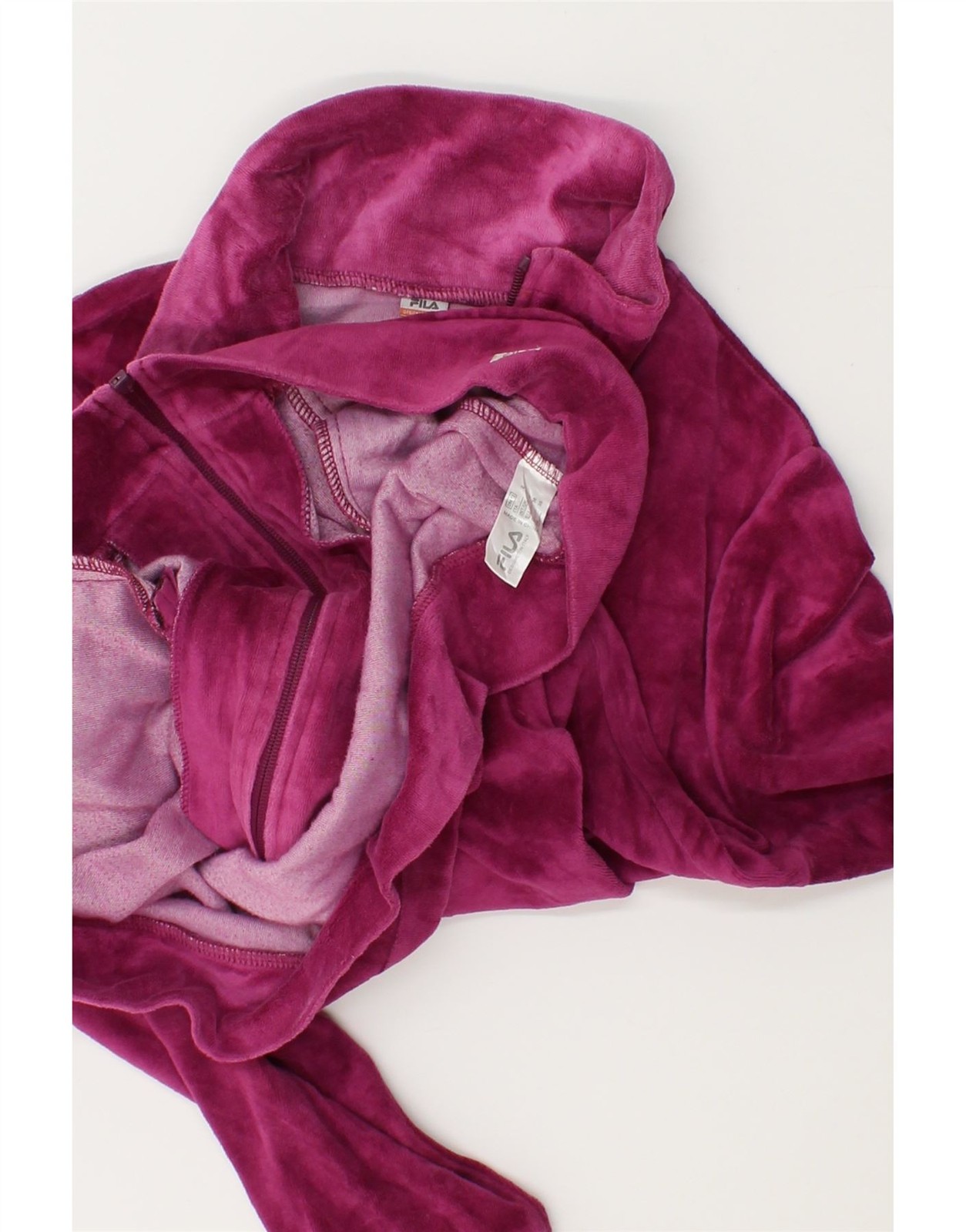FILA giacca tuta donna velluto UK 10 piccola viola cotone BC17
