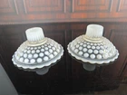 Vintage Anchor Hawking Candle Holders 4" Dia. Hobnail Opalescent Moonstone Glass