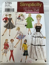 NEW Simplicity 5785 Barbie Or 11 1/2 Doll Clothes Sewing Patterns