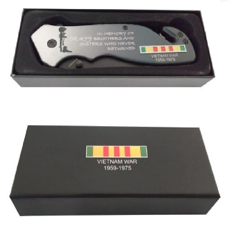 Памятный углеродный нож 8 дюймов для ветеранов войны во Вьетнаме - армия США - Изображение 3 из 4