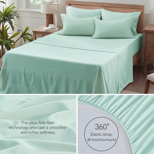 7 Pieces King Size Comforter & Sheet Set Aqua Blue Bed in a Bag Boho All Season - Picture 9 of 14