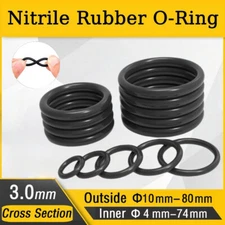 Metric Nitrile Rubber O Ring Oring Oil Seals 3mm Cross Section 10/11mm-80mm OD