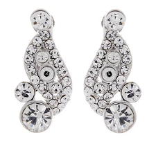 SILVER CLIP ON EARRINGS - with clear stones and crystals - Alana by Bello London
