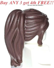 ☀️NEW Lego Minifig Hair Girl DARK BROWN Long Ponytail Side Bangs Female women