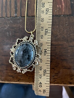 25X30mm Black/Grey Jasper GP 18  Snake Chain Necklace
