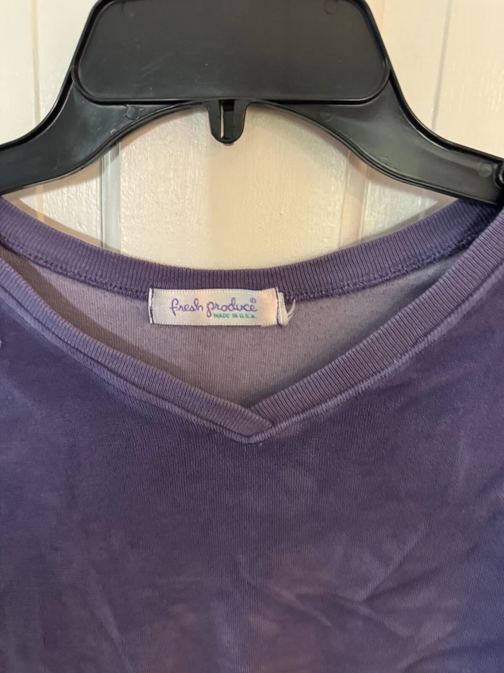 Fresh Produce Sweatshirt Sz M Purple Terry Lined Casual Comfort Made In USA - Image 3 of 3