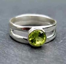 Peridot Gemstone Handmade 925 Sterling Silver Statement Ring All Size R68
