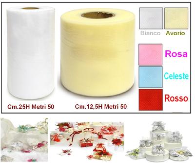 Tulle Veil Roll Color: Pink 50 Meters Height 12.5 cm Favor Confetti