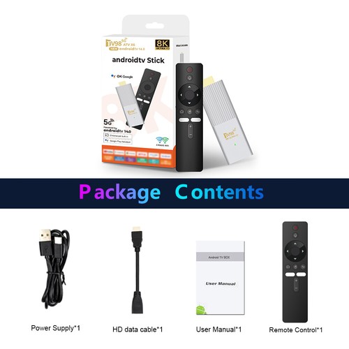 TV98 ATV Android 14 Smart TV Stick 2.4G 5G WiFi TV Box 8K Ultra HD Media Player - Picture 22 of 24