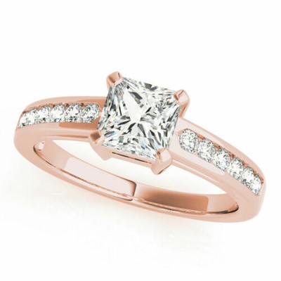 Princess Solitaire 1.40 Ct SimulatedDiamond Engagement Ring 14K Rose Gold
