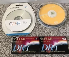 Lot Of Vtg Blank Media Cassette Fujifilm DVD+r  Memorex Cd-r New In Package
