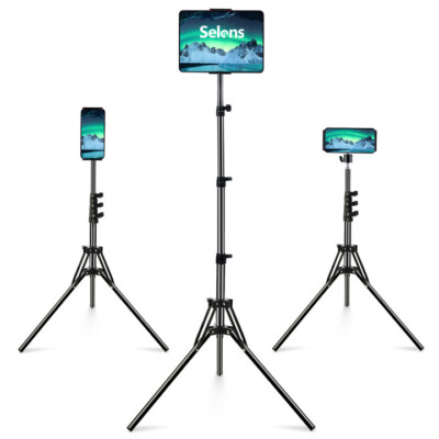 63'' Tablet Floor Stand Tripod Holder Bracket Adjustable Phone For 4''-10.9'' ipad