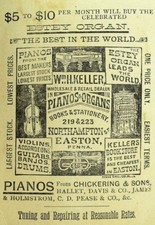 1880's-90's Wm. H. Keller  Estey Organ Pianos Violins Banjos Guitars Drums P91