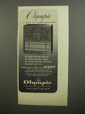1952 Olympic Television Advertisement - Olympic 5-way TV combination