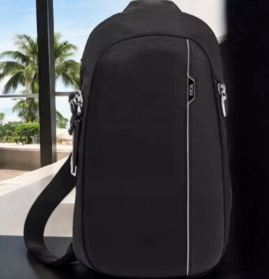 Tumi Arrive Nylon Leather Martin Sling Pack Bag Black