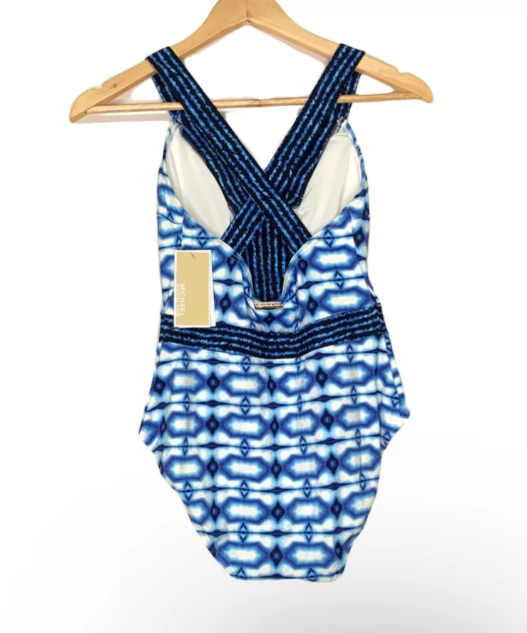 Traje de baño Michael Kors Cruise Summer Breeze para mujer talla 6 azul blanco de una pieza Foto 2 de 3