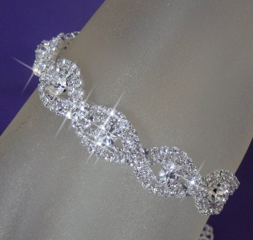 CRYSTAL BRACELET BRIDAL / FORMAL / RED HAT SOCIETY - Picture 5 of 7