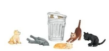 Bachmann Cats w/Garbage Can (6) - O Scale Model Railroad Figure - #33157