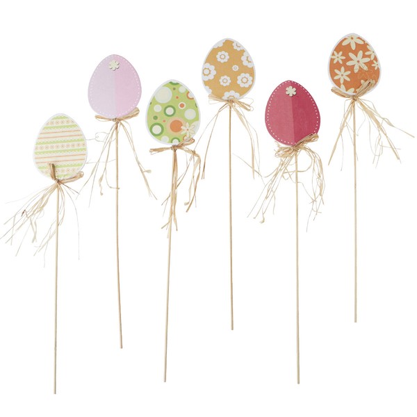 Ostereier Deko Blumenstecker 31,5Cm Holz 12St – Bunte Osterdekoration, 12 StüCk-image