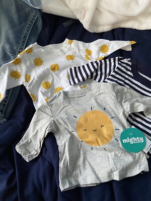 NWT Mighty Goods Newborn 3 Pack Long Sleeve T-shirts