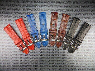 22mm Black Alligator Hornback Grain Leather Strap for BREITLING Watch Band  Red UK