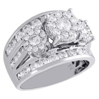 14K WeißGold Drei SolitäR Diamant Verlobungsring Blumen Set 2,50 Ct.