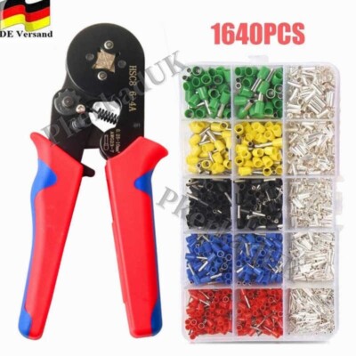 1640-tlg Aderendhülsen-Sortiment isoliert 0,5-4.0mm² Adern Endhülse Kabelschuhe