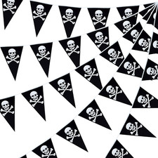 60Pc Halloween Pirate Banner Skull Flag Jolly Roger Triangle Pennant Party Decor