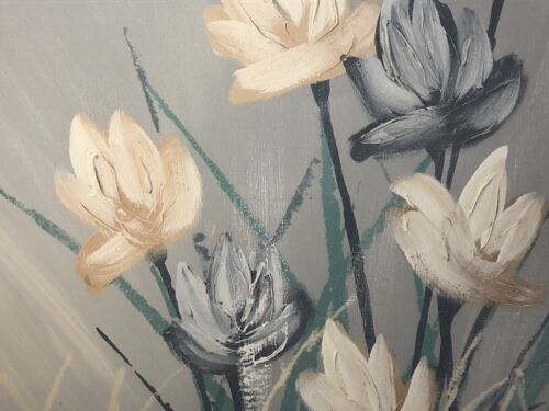 Vintage Original Oil On Canvas Painting Signed Jonas Floral Flowers Large 30x30” - Picture 3 of 10