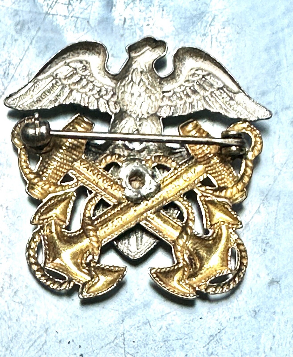 Vintage US NAVY Military Eagle Anchor Shield Sterling 10kt Vintage US NAVY Military Eagle Anchor Shield Sterling 10kt
