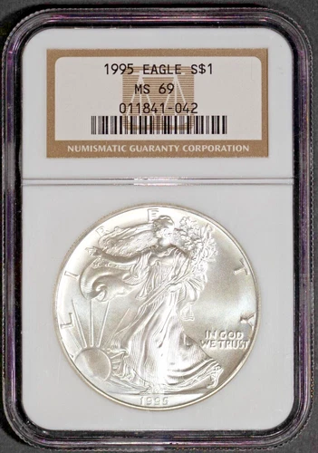 1995 $1 Silver American Eagle MS 69 NGC # 011841-042 + Bonus