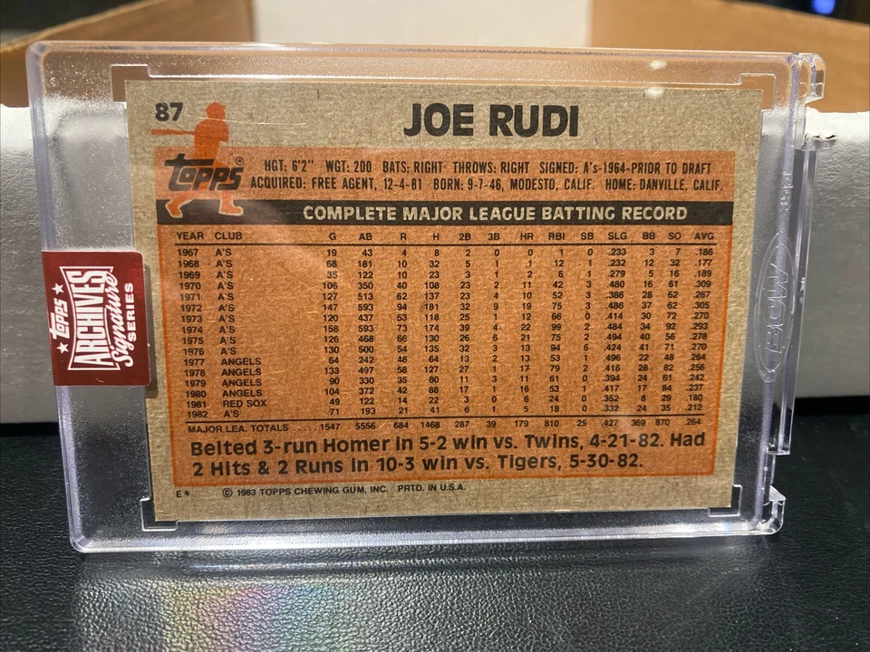 Joe Rudi 2023 Topps Archive Signature Series Jugador Retirado 32/67 TOPPS 1983 A's Foto 2 de 2