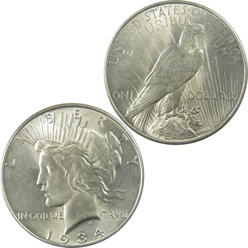 1934 Peace Dollar Borderline Uncirculated Silver $1 Coin SKU:I22033 - Image 4 of 4