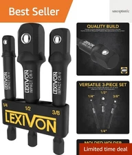 Impact Grade Socket Adapter Set, 3" Extension Bit With Holder | 3-Piece 1/4",...