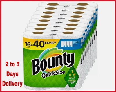 BRANDEDD Bounty Quick-Size Paper Towels, White, 16 Family Rolls = 40 Regular Rolls