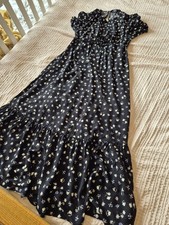 New Look Maternity Midi Dress Size 14 Black Ditsy Floral Smock Dress