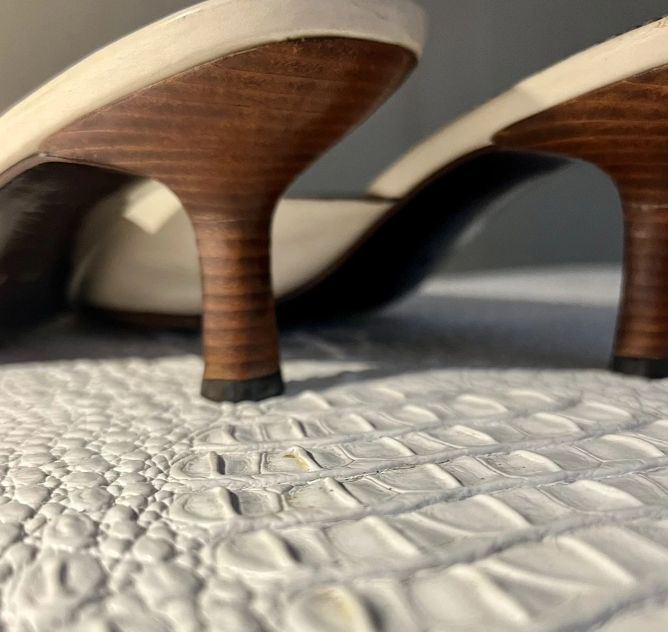 Cole Haan City котенок каблук мул кости кожи 2 1/2» деревянный каблук размер 10B - Изображение 4 из 4