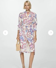 Mango Cotton  Floral Printed Shirt Dress Size 10