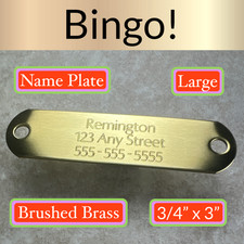 Custom Engraved NAME PLATE Engraved Dog Tags Personalized COLLAR BRUSHED BRASS