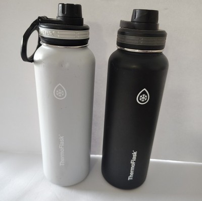 ThermoFlask Tumbler Set Gray and Black Lot of 2 Screw Top W/ Nipple 40 oz each