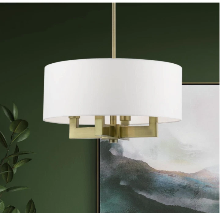 Livex Lighting, 48784-01, Cresthaven, Pendant Chandelier, Antique Brass NEW OB - Image 3 of 4