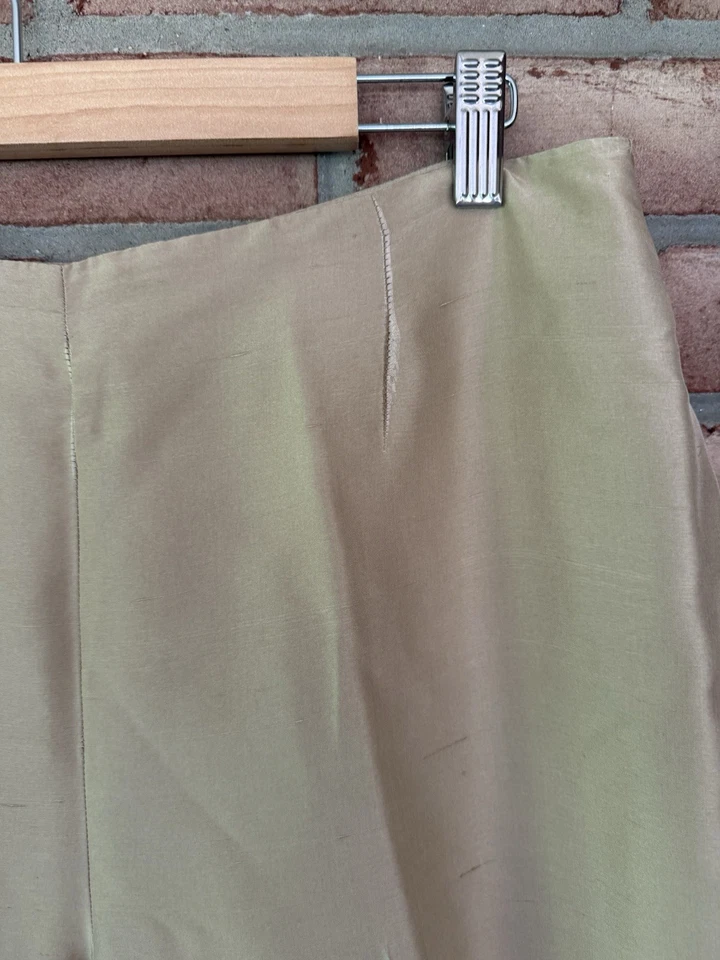 Pantalones de seda pura Amanda Smith talla 14 beige cremallera lateral 100 % seda Foto 4 de 4