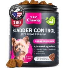 CHEWIA Cranberry Dog UTI Treatment Supplement for Bladder & Kidney Health 180 Ct