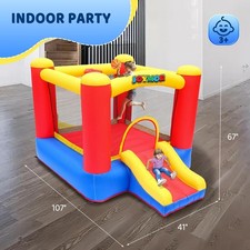 Inflatable Indoor Outdoor Bounce House for Kids 3-6 w/Air Blower