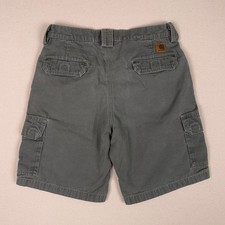 Carhartt Canvas Cargo Shorts Mens 33 x 10" Relaxed Workwear Moss Green B164 Y2K