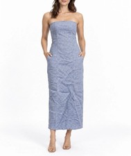 Quince┆M┆100% Europeon Linen Strapless Maxi Dress┆French Blue┆421