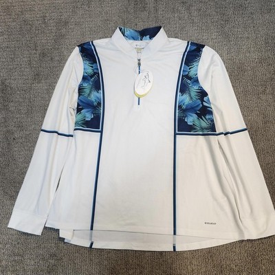 Greg Norman Collection Solar XP Men's Quarter Zip Golf Polo White Men's XXL NWT 